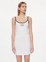 Guess Sukienka codzienna E4GK00 KBP41 Biały Slim Fit. Białe sukienki Guess, na co dzień, xs, z aplikacjami, z bawełny, bez kołnierzyka, bez ramiączek, proste. Za 109.99 zł.