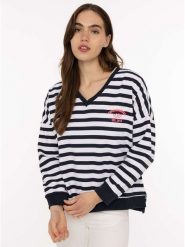 Zwillingsherz Bluza w kolorze granatowo-białym rozmiar: S/M. Białe bluzy Zwillingsherz, m, bez wzorów, bez ramiączek, bez kaptura. Za 210.32 zł.
