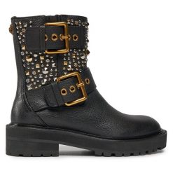 Botki Kurt Geiger. Czarne botki Kurt Geiger, bez wzorów, bez obcasa, na płaskiej podeszwie, bez zapięcia. Za 769.99 zł.