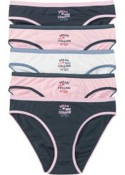 Figi z bawełną (5 par). Niebieskie figi bonprix, bez wzorów, z bawełny. Za 64.99 zł.