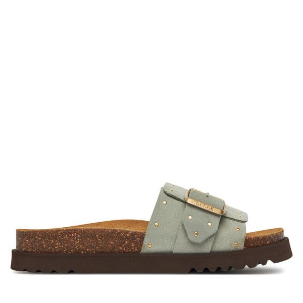 Klapki Scholl. Zielone klapki Scholl, bez wzorów, bez obcasa, bez zapięcia. Za 319.99 zł.