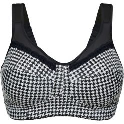 Biustonosz odciążający, bez fiszbinów. Czarne biustonosze bonprix, bez wzorów, z materiału. Za 72.99 zł.