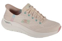 Buty sportowe damskie, Slip-Ins: Arch Fit 2.0 - Easy Chic. Białe buty treningowe Skechers, bez wzorów, z materiału, przed kostkę, bez zapięcia, na fitness i siłownię. Za 543.65 zł.