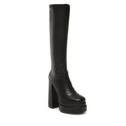 Kozaki Jenny Fairy. Czarne kozaki Jenny Fairy, bez wzorów, bez obcasa, na słupku, bez zapięcia. Za 209.99 zł.