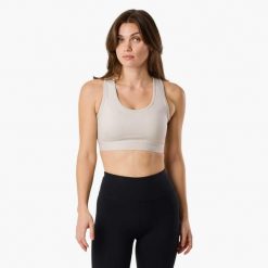 Biustonosz sportowy Trening Damska Swedemount Move Medium szybkoschnący. Szare biustonosze sportowe SWEDEMOUNT, bez wzorów, z tkaniny, na fitness i siłownię. W wyprzedaży za 125.00 zł.