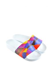 Calceo Klapki w kolorze białym ze wzorem rozmiar: 40. Białe klapki Calceo, bez wzorów, z tworzywa sztucznego, klasyczne, bez obcasa, bez zapięcia. Za 49.30 zł.