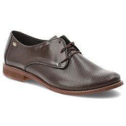Brązowe Oxfordy Armodo Eleganckie Obuwie Damskie. Brązowe półbuty wsuwane Armodo, bez wzorów, ze skóry, biznesowe, bez obcasa, na obcasie. Za 331.99 zł.