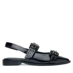 Sandały Badura. Czarne sandały Badura, bez wzorów, bez obcasa, na płaskiej podeszwie, bez zapięcia. Za 349.99 zł.