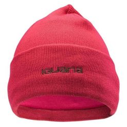 Zimowa Czapka Damska Prążkowana Lea. Czerwone czapki zimowe IGUANA, bez wzorów, prążkowane, sportowe. Za 61.99 zł.
