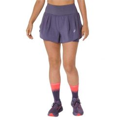 Spodenki Damskie 2 W 1. Fioletowe szorty ASICS, bez wzorów, sportowe. Za 335.99 zł.