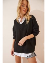 Happiness Istanbul Sweter w kolorze czarnym rozmiar: onesize. Czarne swetry Happiness Istanbul, bez wzorów, bez ramiączek. Za 91.56 zł.