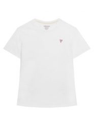 Guess Jeans T-Shirt W4YI10 J1314 Biały Regular Fit. Białe t-shirty Guess Jeans, xl, z aplikacjami, z bawełny, bez kołnierzyka, bez ramiączek. Za 129.00 zł.