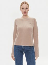 Tommy Hilfiger Sweter WW0WW40345 Beżowy Relaxed Fit. Brązowe swetry Tommy Hilfiger, xl, bez wzorów, z bawełny, bez ramiączek. Za 749.99 zł.