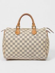 Louis Vuitton Torebka "Speedy 30" w kolorze biało-szarym - 30 x 21 x 18 cm rozmiar: onesize. Białe torebki klasyczne Louis Vuitton, w ażurowe wzory, z materiału, bez dodatków. Za 4,045.99 zł.