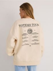 Bawełniana bluza - złamana biel. Bluzy Reserved, l, bez wzorów, z bawełny, bez kaptura. W wyprzedaży za 59.99 zł.