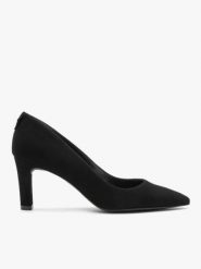 Czarne welurowe czółenka. Czarne czółenka Brawo sp. z o.o., bez wzorów, ze skóry, eleganckie, bez obcasa, na szpilce, bez zapięcia. Za 349.99 zł.
