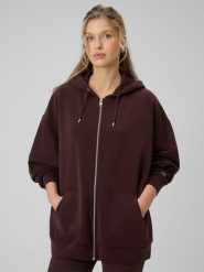 4F Bluza dresowa oversize z modalem damska - brązowa L. Brązowe bluzy 4f, l, bez wzorów, z dresówki, bez ramiączek, bez kaptura. Za 269.99 zł.