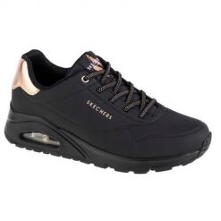 Buty do chodzenia damskie Skechers Uno Shimmer Away. Czarne buty treningowe Skechers, na lato, bez wzorów, z gumy, bez zapięcia, trekkingowe. Za 289.00 zł.