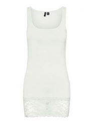 Vero Moda Top w kolorze białym rozmiar: L. Białe topy Vero Moda, l, bez wzorów, z koronki, bez kołnierzyka, bez ramiączek. Za 63.95 zł.