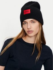 HUGO Czapka Saffa 50502579 Czarny. Czarne czapki zimowe Hugo, bez wzorów, z wełny. Za 299.99 zł.