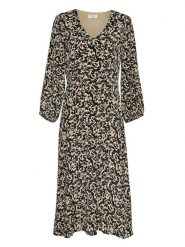 MOSS COPENHAGEN Sukienka "Rhian" w kolorze beżowo-czarnym rozmiar: M. Brązowe sukienki Moss Copenhagen, m, bez wzorów, bez kołnierzyka, bez ramiączek, midi, rozkloszowane. Za 189.29 zł.