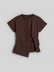 4F T-shirt slim z marszczeniem damski - brązowy XL. Brązowe t-shirty 4f, m, bez wzorów, z dzianiny, klasyczne, bez kołnierzyka, bez ramiączek. Za 89.99 zł.