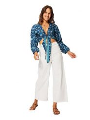 Ipanima Bluzka w kolorze granatowo-turkusowym rozmiar: 34/36. Niebieskie bluzki Ipanima, bez wzorów, bez kołnierzyka, bez ramiączek. Za 43.99 zł.