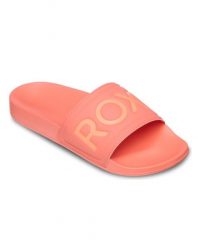 Klapki damskie SLIPPY II. Czerwone klapki Roxy, bez wzorów, z gumy, bez obcasa, bez zapięcia. Za 109.99 zł.