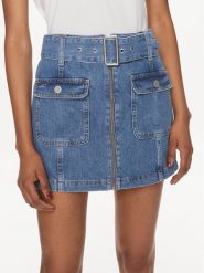 Tommy Jeans Spódnica jeansowa DW0DW17668 Niebieski Regular Fit. Niebieskie spódnice Tommy Jeans, bez wzorów, z bawełny, mini. Za 299.99 zł.