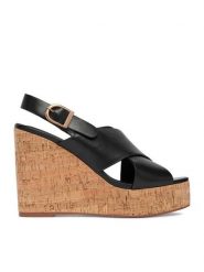 Badura Sandały C-ALANA-25-3-9YY Czarny. Czarne sandały Badura, bez wzorów, ze skóry, bez obcasa, na koturnie, bez zapięcia. Za 229.99 zł.