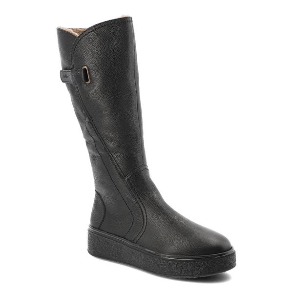 Czarne Kozaki Rieker Ocieplane Buty Damskie. Czarne kozaki Rieker, na zimę, bez wzorów, z jeansu, eleganckie, bez obcasa, bez zapięcia. Za 499.00 zł.