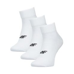 Skarpety 4F 3-pak, bawełniane, bezszwowe, za kostkę. Białe skarpetki 4f, bez wzorów, z bawełny. Za 45.99 zł.