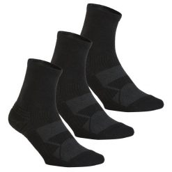 Skarpetki do chodzenia/nordic walking WS 100 Mid czarne 3 pary. Czarne skarpetki NEWFEEL, bez wzorów, z bawełny. Za 29.99 zł.