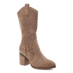 Brązowe Kozaki S.Barski Stylowe Obuwie Damskie W Stylu Boho. Brązowe kozaki S.BARSKI, na zimę, w ażurowe wzory, boho, bez obcasa, na obcasie, bez zapięcia. Za 178.99 zł.