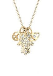 Elli Damskie kryształy Hamsa Peace Evil Eye z pozłacanego srebra próby 925 Naszyjniki 1 ct. Brązowe naszyjniki Elli, z materiału, pozłacane. Za 378.99 zł.