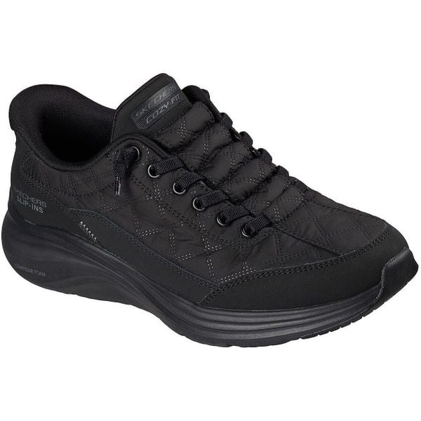 Buty sportowe damskie Skechers Contour Foam. Czarne buty sportowe lifestyle Skechers, bez wzorów, z syntetyku, sportowe, bez zapięcia. Za 369.99 zł.