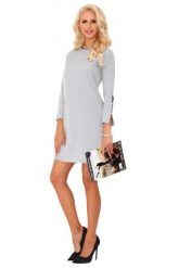 Szara Prosta Sukienka z Ozdobnym Rękawem. Szare sukienki Merribel, na co dzień, l, bez wzorów, z materiału, wizytowe, bez kołnierzyka, bez ramiączek. Za 115.90 zł.