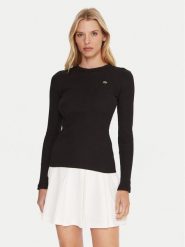 Lacoste Bluzka TF1692 Czarny Slim Fit. Czarne bluzki Lacoste, bez wzorów, z bawełny, bez kołnierzyka, bez ramiączek. Za 359.99 zł.