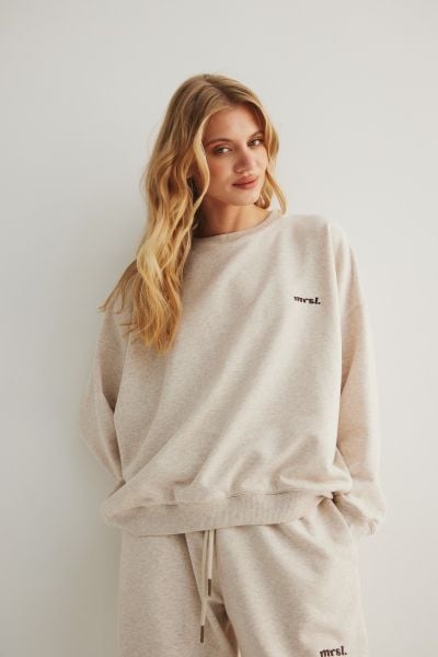 Bluza damska o kroju regular fit w kolorze LATTE MELANGE - MANLY. Brązowe bluzy Marsala, m, bez wzorów, z bawełny, bez kaptura. Za 319.90 zł.