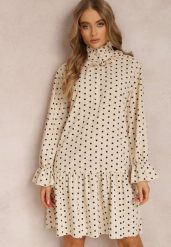 Jasnobeżowa Sukienka Erosyne. Brązowe sukienki Renee, m, bez wzorów, bez kołnierzyka, bez ramiączek, mini. W wyprzedaży za 43.99 zł.
