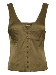 MOSS COPENHAGEN Top "Julietta" w kolorze khaki rozmiar: S. Brązowe topy Moss Copenhagen, s, bez wzorów, bez kołnierzyka, bez ramiączek. Za 105.38 zł.