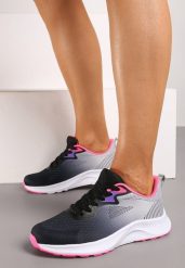 Szaro-Fuksjowe Buty Sportowe Sneakersy ze Sznurowaniem Vikirilla. Szare buty sportowe lifestyle Born2be, bez wzorów, z materiału, bez zapięcia. W wyprzedaży za 76.49 zł.