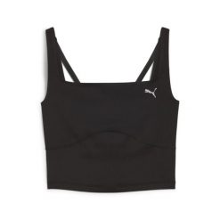 Puma STUDIO CLOUDSPUN RIB Damska sportowa koszulka. Czarne t-shirty sportowe Puma, l, bez wzorów, z elastanu, bez ramiączek, na fitness i siłownię. Za 161.42 zł.