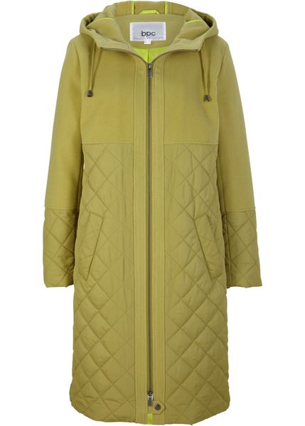Płaszcz z różnych materiałów. Zielone płaszcze bonprix, bez wzorów, z materiału, eleganckie, z kapturem. Za 309.99 zł.