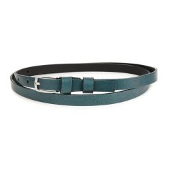 Pasek damski wąski solidny skórzany do sukienki morski S16 : Kolory - zielony, Rozmiar pasków - r.85-100 cm. Zielone paski bez wzorów. Za 43.99 zł.
