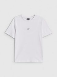 4F T-shirt regular gładki damski - biały XL. Białe t-shirty sportowe 4f, xl, bez wzorów, z materiału, bez ramiączek, na fitness i siłownię. Za 49.99 zł.