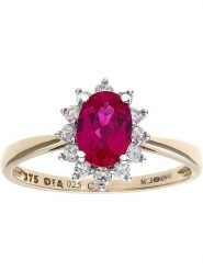 Revoni Złoty pierścionek z diamentami i rubinem rozmiar: 55. Czerwone pierścionki Revoni, z diamentem, złote. Za 3,131.99 zł.