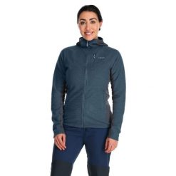 Bluza polarowa damska Rab Capacitor Hoody z kapturem. Niebieskie bluzy z kapturem RAB, bez wzorów, z polaru. Za 359.99 zł.