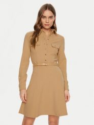 Guess Sukienka codzienna W5RK93 KCBO2 Beżowy Regular Fit. Brązowe sukienki Guess, na co dzień, l, z aplikacjami, z syntetyku, bez kołnierzyka, bez ramiączek, proste. Za 439.99 zł.