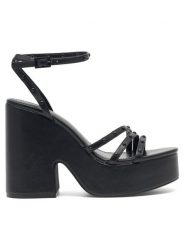 JENNY Sandały KITTY LS5475-04 Czarny. Czarne sandały Jenny, bez wzorów, z tworzywa sztucznego, bez obcasa, na słupku, bez zapięcia. Za 199.99 zł.